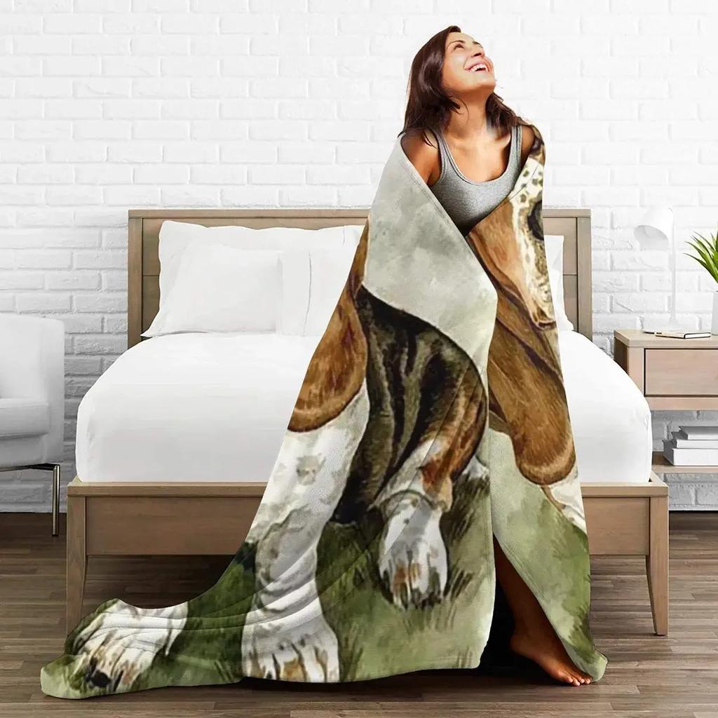 Coperta Cane Basset Hound Coperta Plaid in Flanella per Divano Letto Coperta Morbida Leggera da Ginocchio, Migliori Regali per Amanti degli Animali