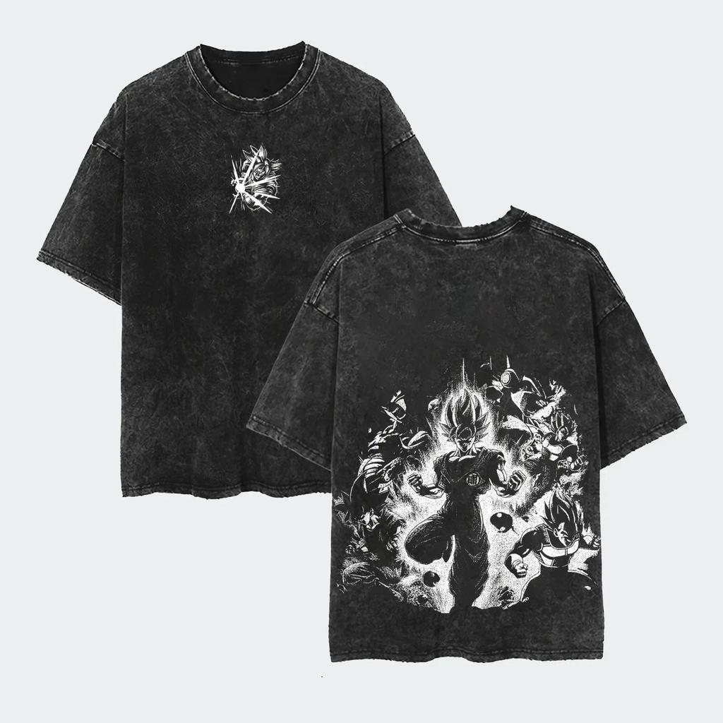 Camiseta Vintage Lavada Tokyo Ghoul Kaneki Ken Centípedo Kagune Anime para Hombre Harajuku Streetwear Gótico Camiseta Oversize de Manga Corta