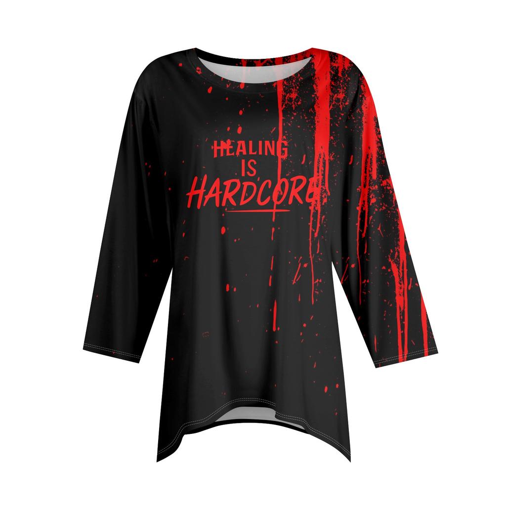 Tunic Tops For Women Loose Fit Prints Tops 3/4 Length Sleeve Womens Tops With Asymmetrical Hem