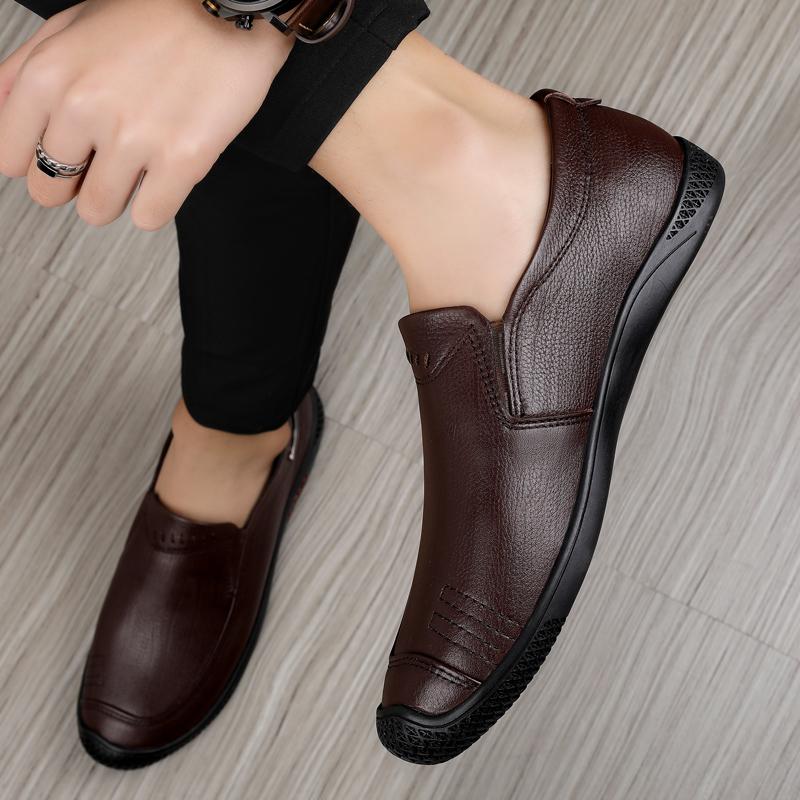 New Men Loafers Fashion Genuine Leather Casual Flat Slip - On Driving Footwear Boat Shoes Comfortable Lazy Male Shoes