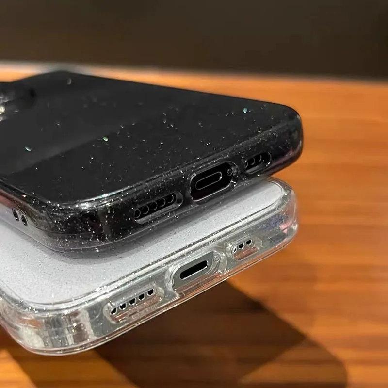 Luxusní průhledné pouzdro Bling Glitter pro iPhone 15 14 13 12 11 Pro Max 14 15 Plus Měkký průhledný silikonový kryt nárazníku