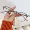 Retro Half Frame Myopia Glasses For Men And Women Anti Blue Light Glasses Frame Fashionable Flat Lens