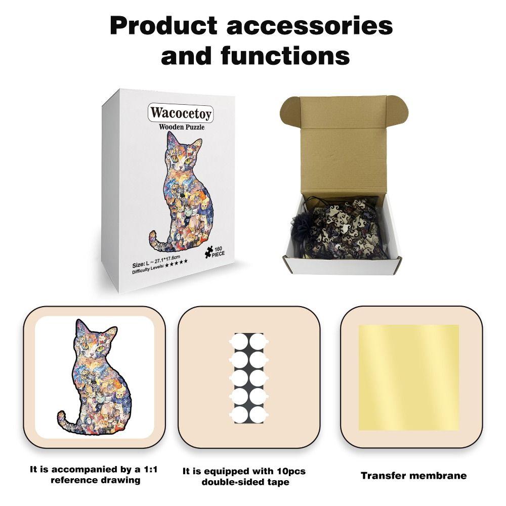 Vintage Morandi-colored Cat-shaped Puzzle Piggy Bank, Macaron Color Small Cat Puzzle Ornaments Cute Cat Jigsaw Puzzle