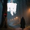 Halloween Hengende Skalle Spøkelse Skummel Grim Reaper Skjelettdekorasjon for Utegård Veranda Spøkelseshus Festdekor