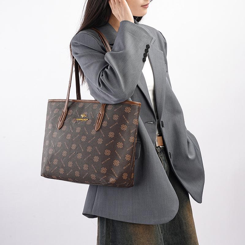 Damska torba shopper z prostym nadrukiem, duża pojemność, 2025 - Wszechstronna, codzienna, modna torebka