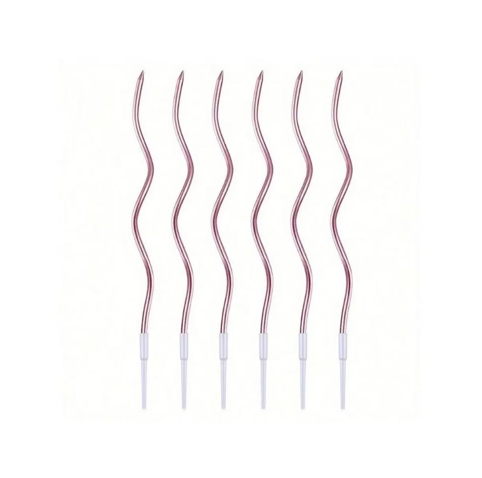 6/12 Stück Geburtstags-Spiral-Kuchenkerzen mit Haltern Lang Dünn Lockig Spiralförmig Metallic Kuchen Geburtstag Hochzeitsfeier Dekoration