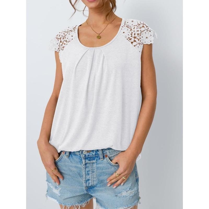 

JKASHDK Женские модные повседневные летние весенние однотонные блузки и рубашки с короткими рукавами и U-образным вырезом с принтом XXL белый