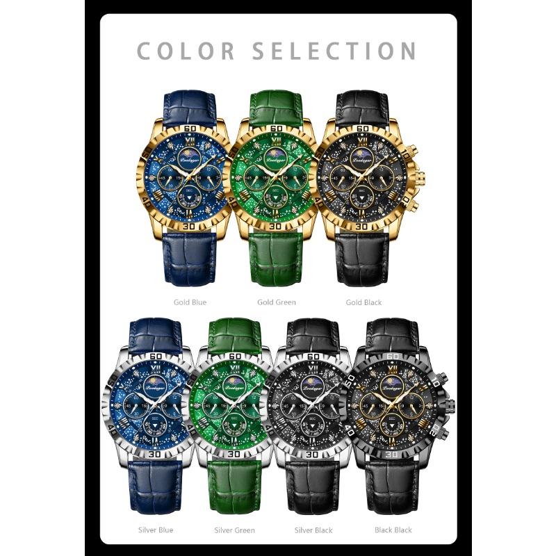 POEDAGAR Original Military Man Wristwatch Waterproof Luminous Chronograph Leather Strap Watches for Men Quartz Watch Reloj
