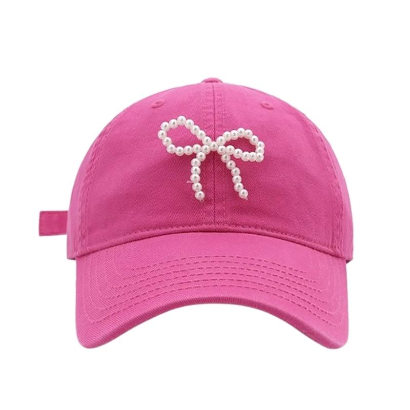 Pearl Bow Breathable Baseball Hat Girl Adult Sports Hat Outdoor Activity