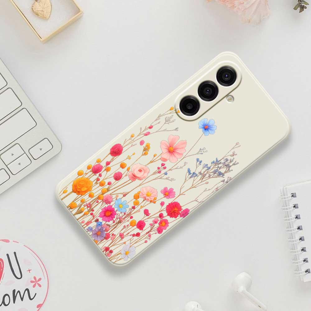 For Samsung Galaxy A17 5G Case Flower Branches Pattern Printing Straight Edge TPU Phone Back Cover