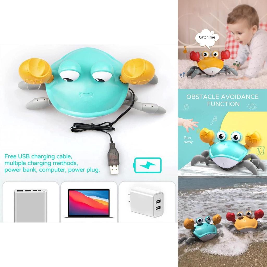 Brinquedo Interativo de Caranguejo Rastejante Para Crianças Com Luz LED e Funções de Desvio de Obstáculos