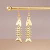 Aihua Fashion Stainless Steel Fish Bone Earrings Punk Hip-hop Simple Design Women Earrings Summer Beach Vacation Jewelry Gifts