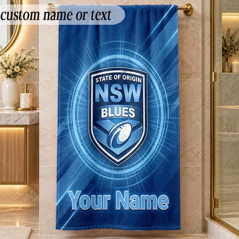 Beach TowelNSW Blues Logo Custom Name Text Personalized Soft Towel for Beach Pool Indoor Home Decor Gift