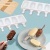 1ks 4-dílná Velký pudink Zmrzlina Silikonová forma DIY Oválná nanuková forma Forma na čokoládu Pečicí příslušenství