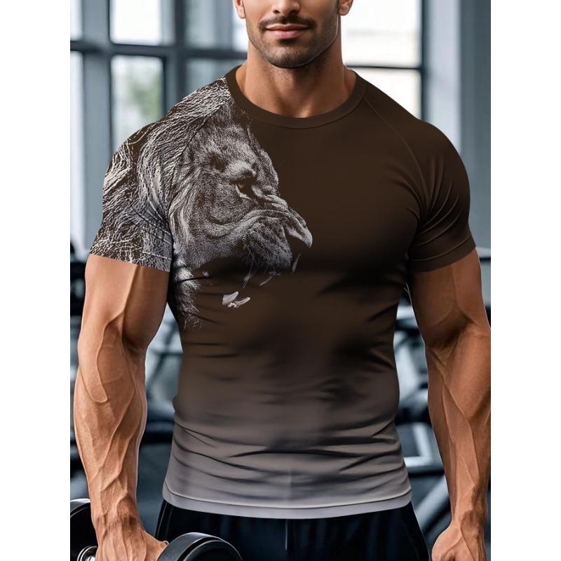 Summer Round Neck Shoulder Fitness T-shirt Series 3D Digital Printing Tight Fitting Shoulder Short Sleeved T-shirt