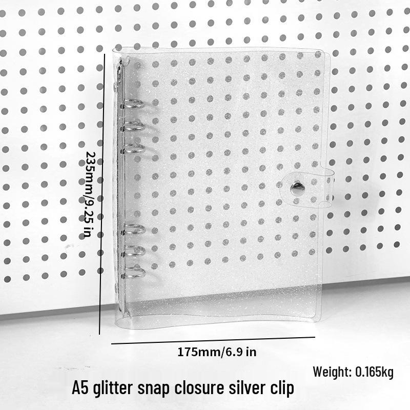 Couverture de cahier en PVC transparent souple style INS, A5 à feuilles mobiles, design A6 mignon et simple
