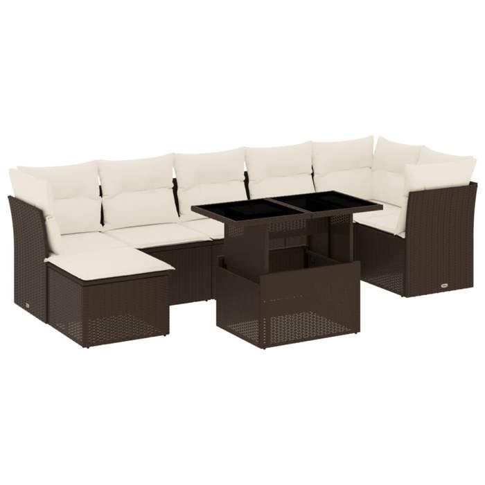 VidaXL Garden Lounge Set 8 Pcs with Brown Cushions Wicker 3266753
