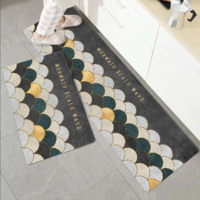 2PCS Kitchen Mats Non-slip Absorbent Door Mats Bedroom Door Mats Bathroom Mats Put Grey Mats Home Door Carpets