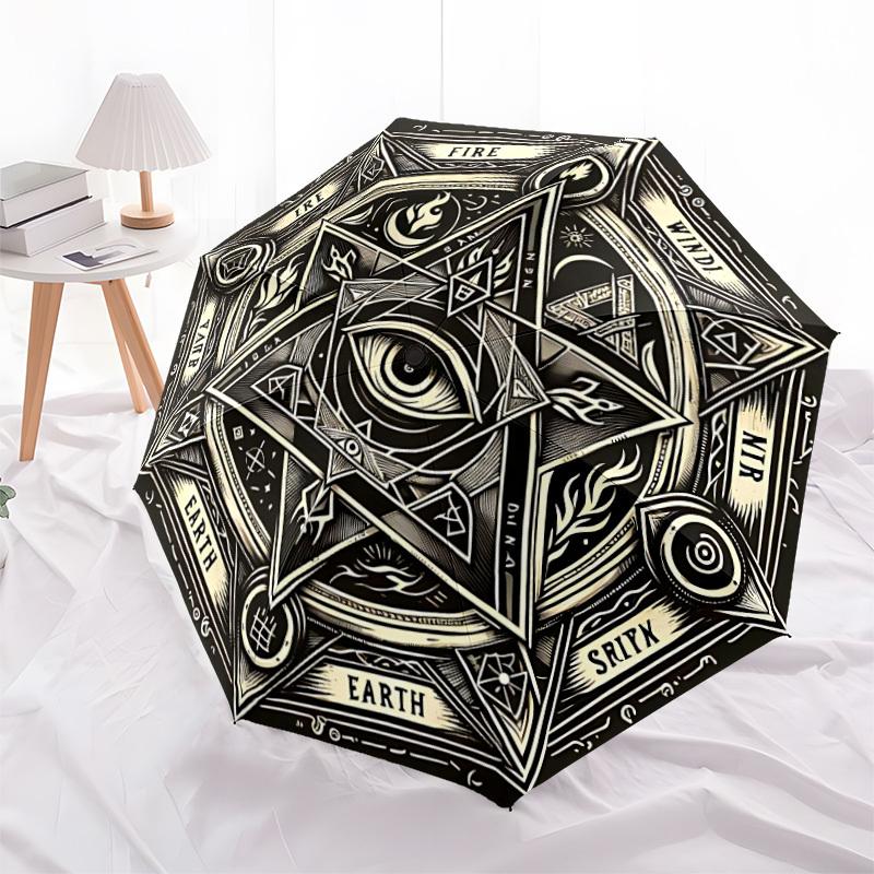 1pc Mystic Symbols Automatic Folding Umbrella - Design, Durable Iron Frame for Travel, Outdoor, Beach Fashion Accessory a0920032