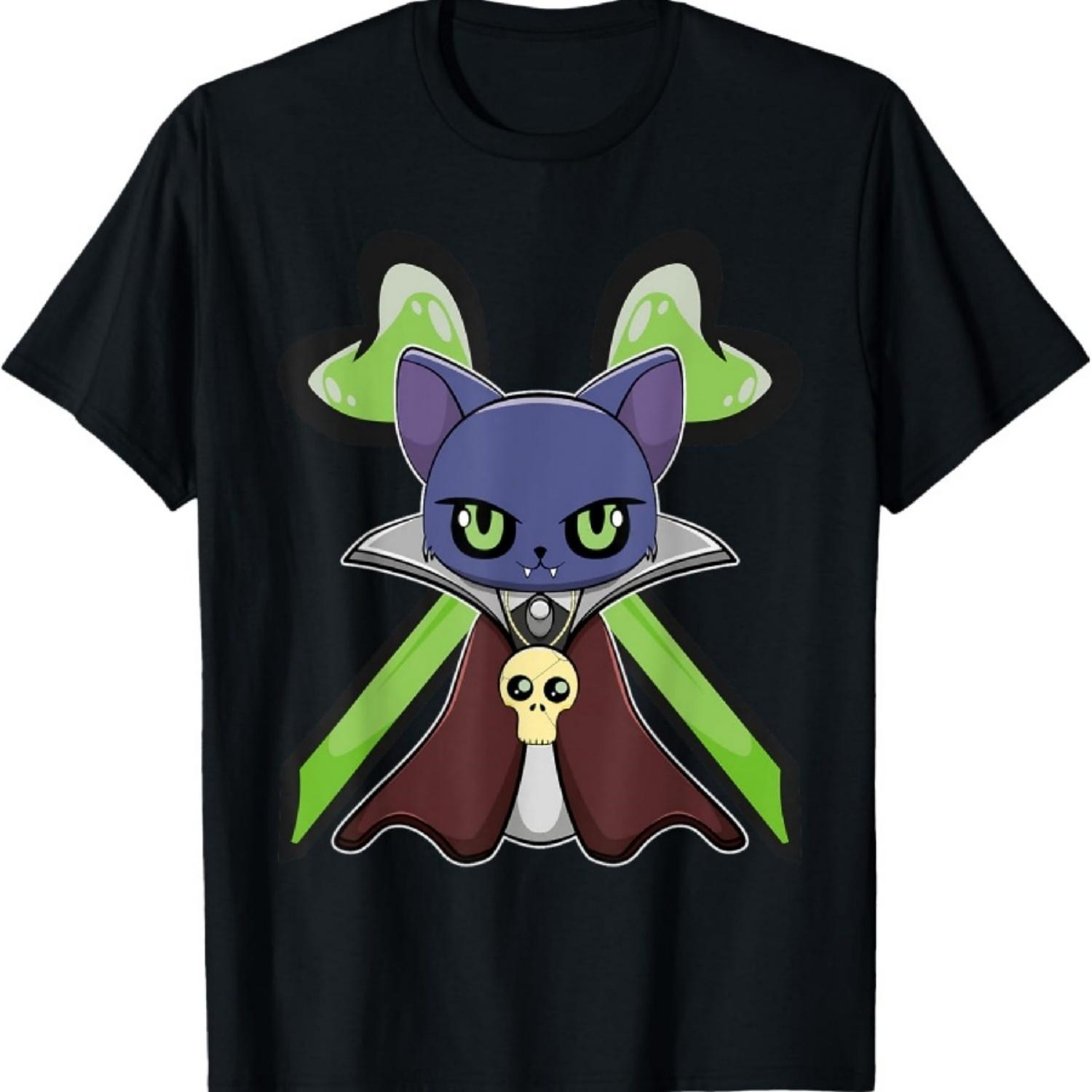 

Black Cat Vampire Dracula And Horror Item For Halloween T-Shirt S