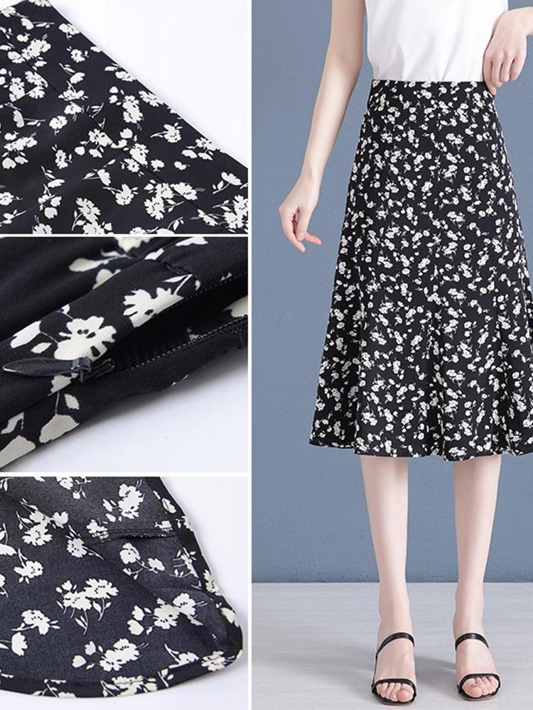 Elegant Women's High-Waisted Floral A-line Skirt - Spring/Autumn 2026 Collection