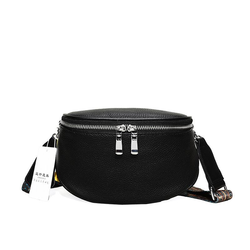 

Кожаная сумка женская сумка простая и модная большая вместительная мягкая кожаная сумка через плечо в этническом стиле седельная сумка чёрный