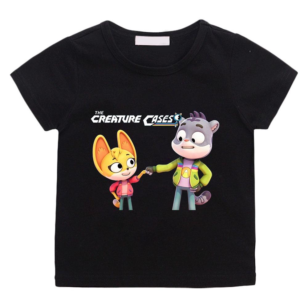 Camiseta Infantil Estampado de Dibujos Animados The Creature Cases 2-12 Años Niños Niñas Unisex Moda Manga Corta Cuello Redondo Tops Casuales