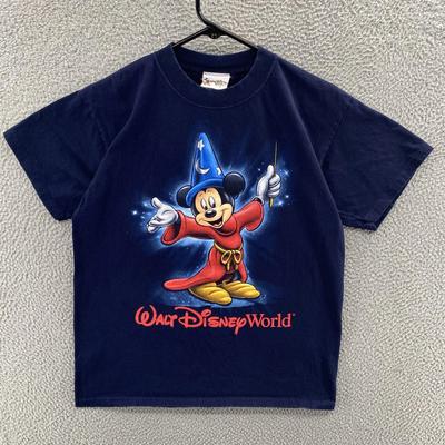 VINTAGE Mickey Mouse Shirt Mens Medium Blue Sorcerer Wizard Disney Graphic 90s