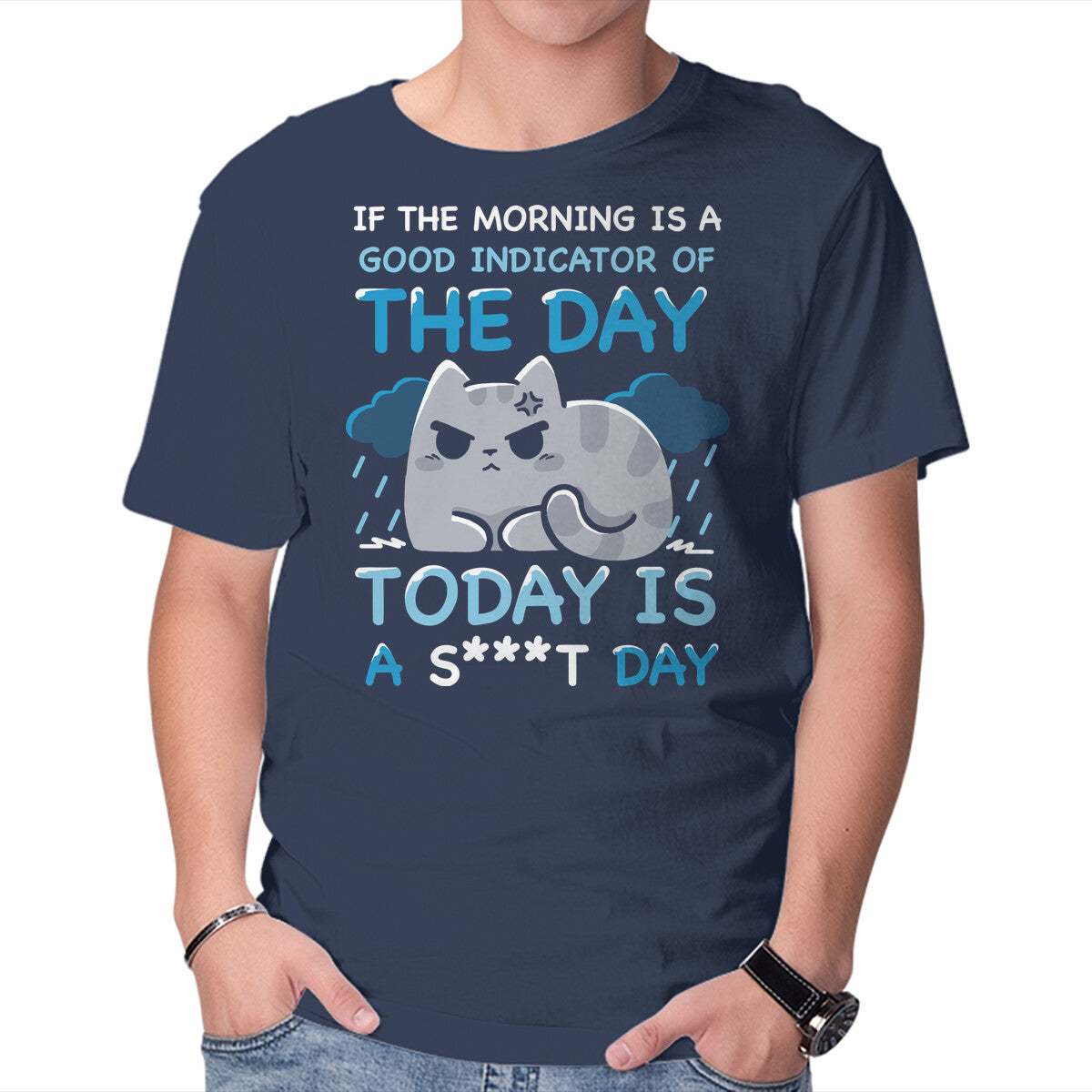 Unisex Crew Neck T-Shirt Good Indicator Of The Day Graphic Short Sleeve Casual Tee L