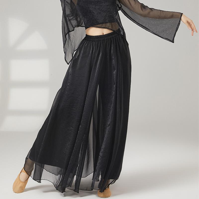 Skirt Pant Women Classical Dance Wide Leg Trouser Flowing Loose Double Layers Modern Stage Performance Costumes Fairy Dancewear