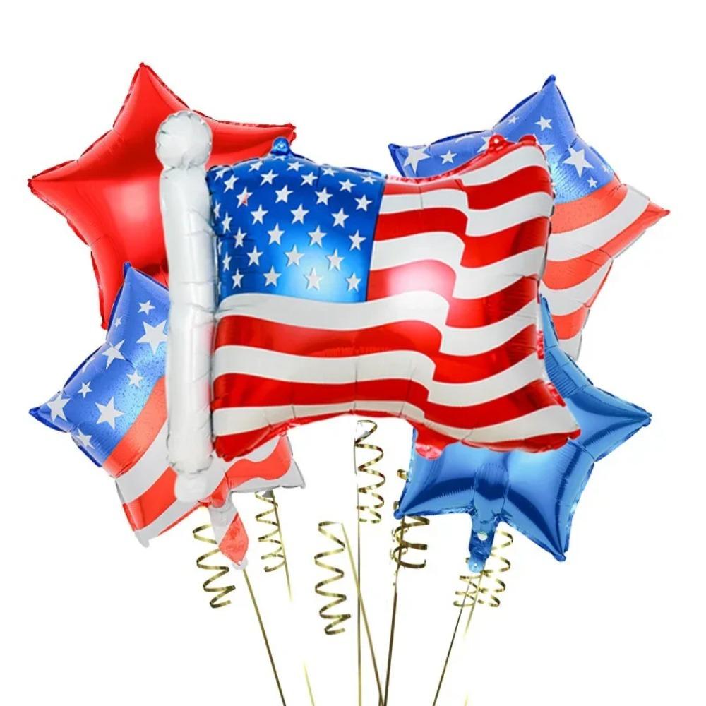 

День Независимости Набор воздушных шаров из алюминиевой пленки Флаг США США Оформление для вечеринки Декоративные шары American flag set 5pcs -2