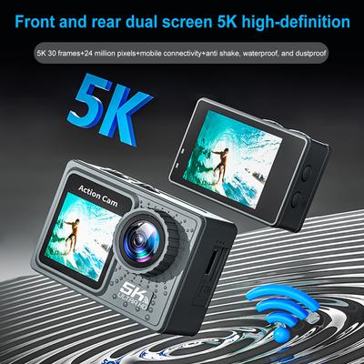 5K 4K 60FPS Actionkamera Anti-Shake WIFI Sport-DV-Kamera Dual-Bildschirm Outdoor-Radkamera 170° Weitwinkel mit Fernbedienung
