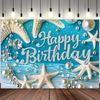 2D Tropical Ocean Starfish Birthday Backdrop Underwater Beach Party Banner