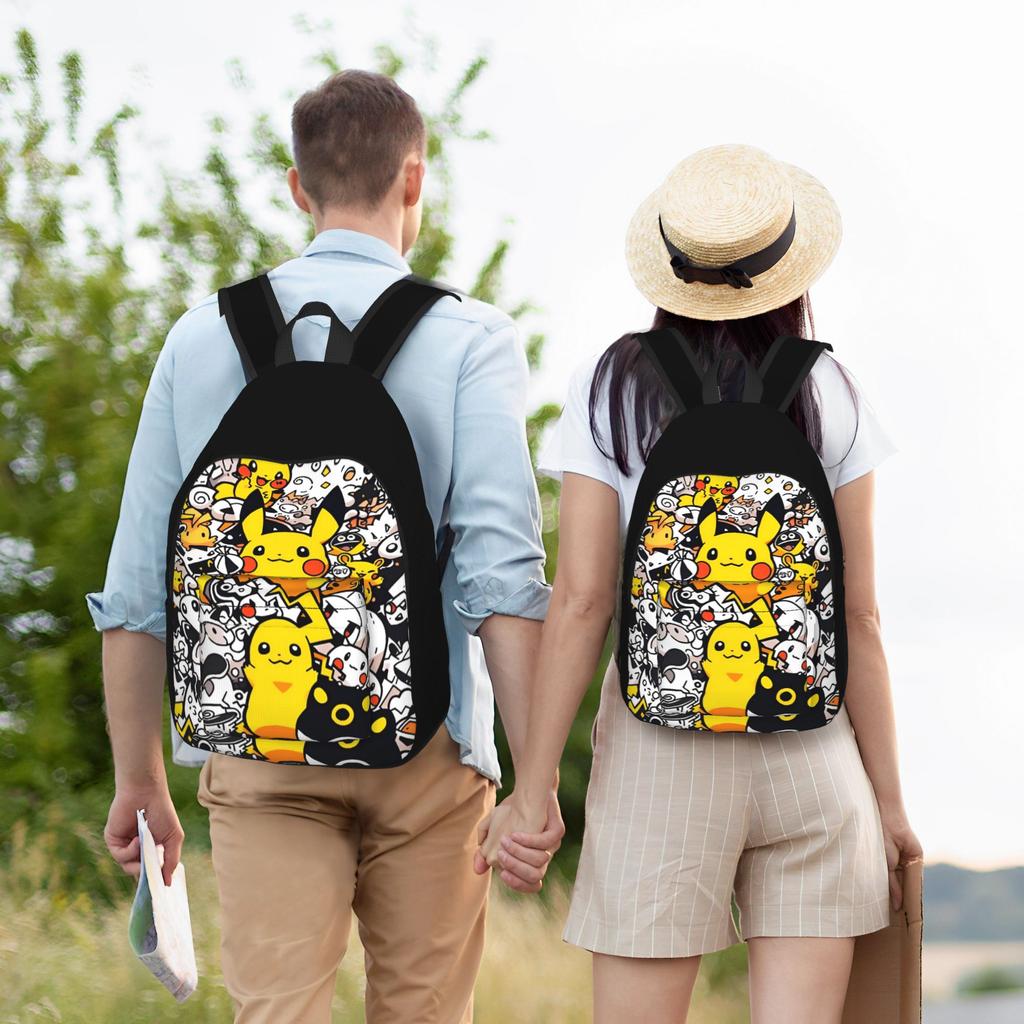 Cute Cartoon Manga Poke-Mon Classical Backpack with Pocket Student Hiking Travel Pokemoned  Daypack College Shoulder Bag
