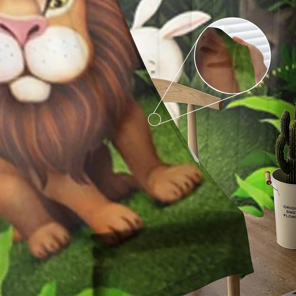 Lion In The Jungle Sheer Window Curtains For Living Room Bedroom Modern Voile Tulle Curtains Fabric Drapes For Kitchen
