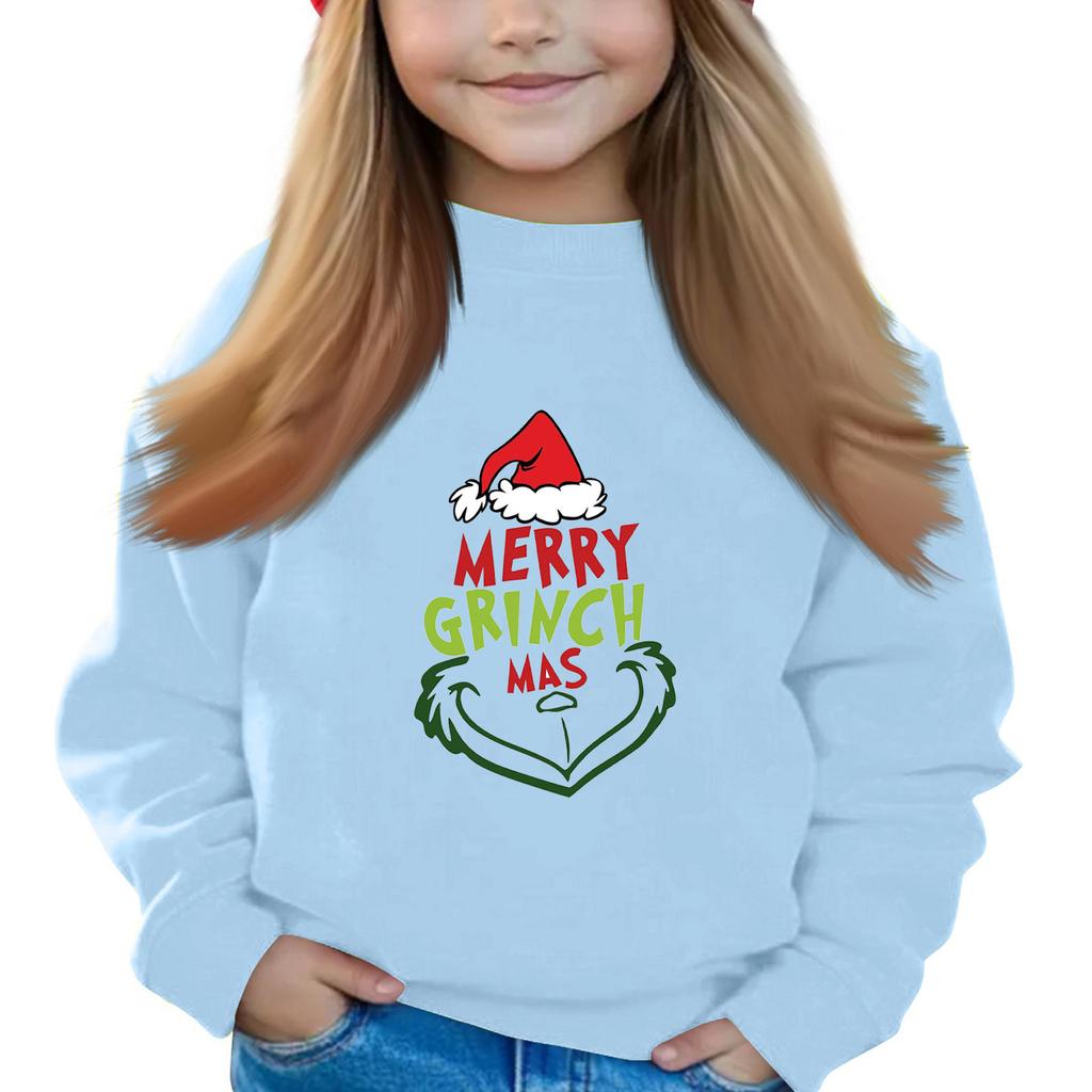 Christmas Day Girls Round Neck Pullovers For Kids Printed Baby Tops