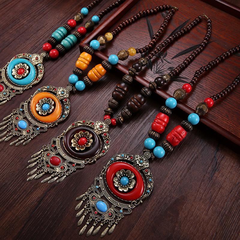 Bohemia Ethnic Necklace Pendant Vintage Strand Statement for Women Jewelry Accessories