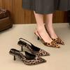 Women High Heels Shoes Leopard Sandals Sexy 2025 New Pointed Toe Dress Party Slippers Summer Fashion Elegant Pumps Mujer Zapato