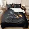 Fiery Dragon 3D Print Duvet Cover Set (1 Duvet Cover & 1/2 Pillowcase) Gothic Mythical Creature Bedding Set for Teen Boys Room