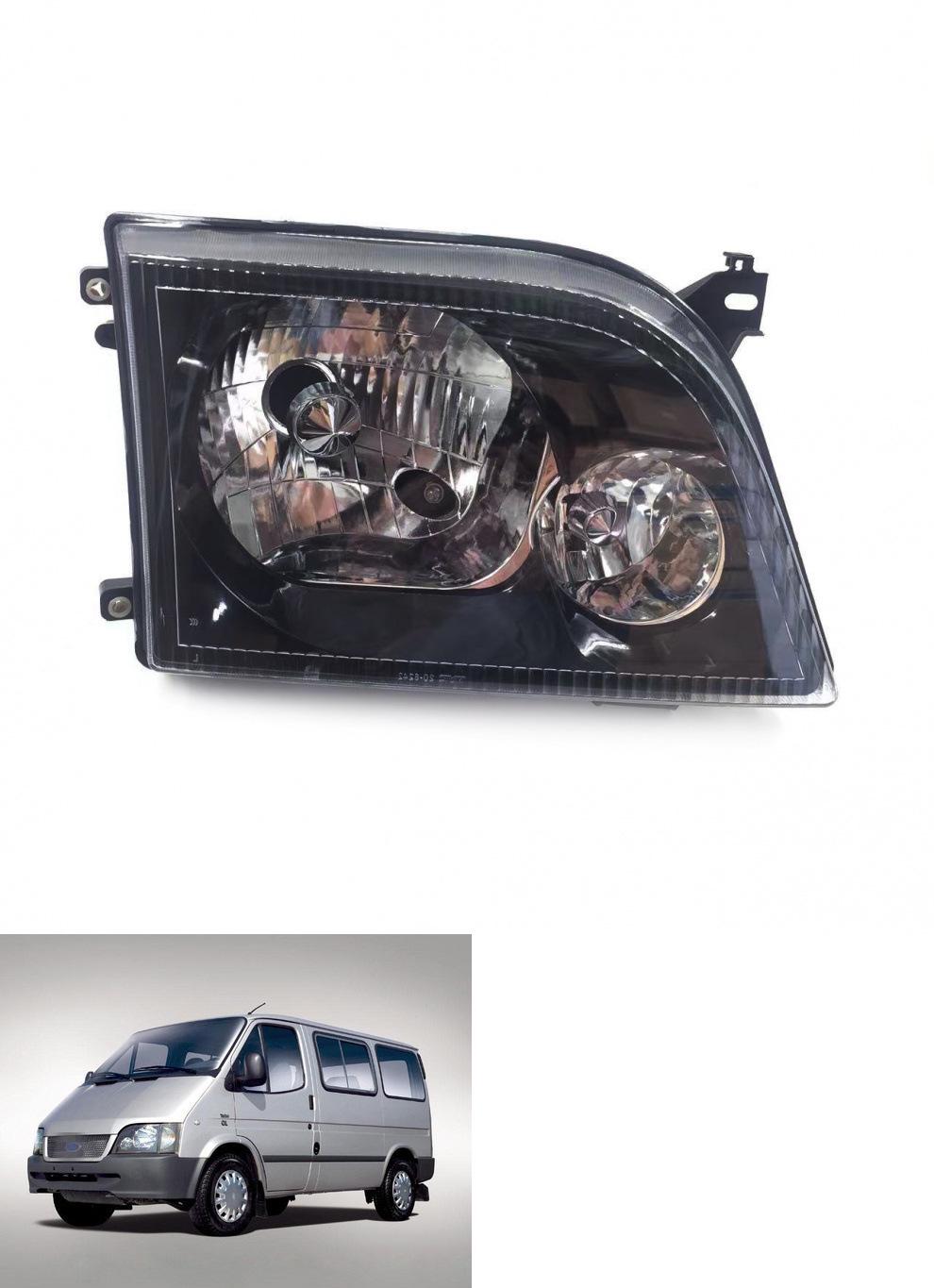 Black Headlight Assembly for 2006-2013 Ford Transit Classic Premium, Left Side