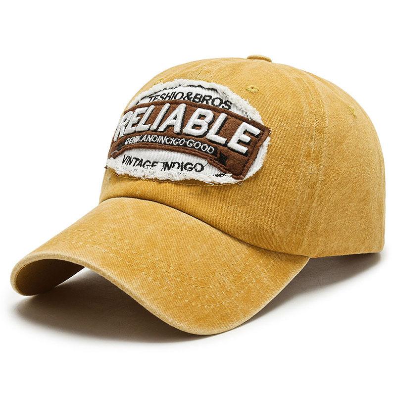 

Hat Soft Top Letter Embroidery Washed Retro Sunscreen Baseball Cap Personalized Street Versatile Cap Trendy Vintage-wash Baseball Cap 56-60cm жовтий