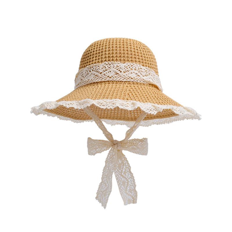 Summer Straw Wide Brim Sun Hat With Removable Ribbon For Beach And Outdoor Wear