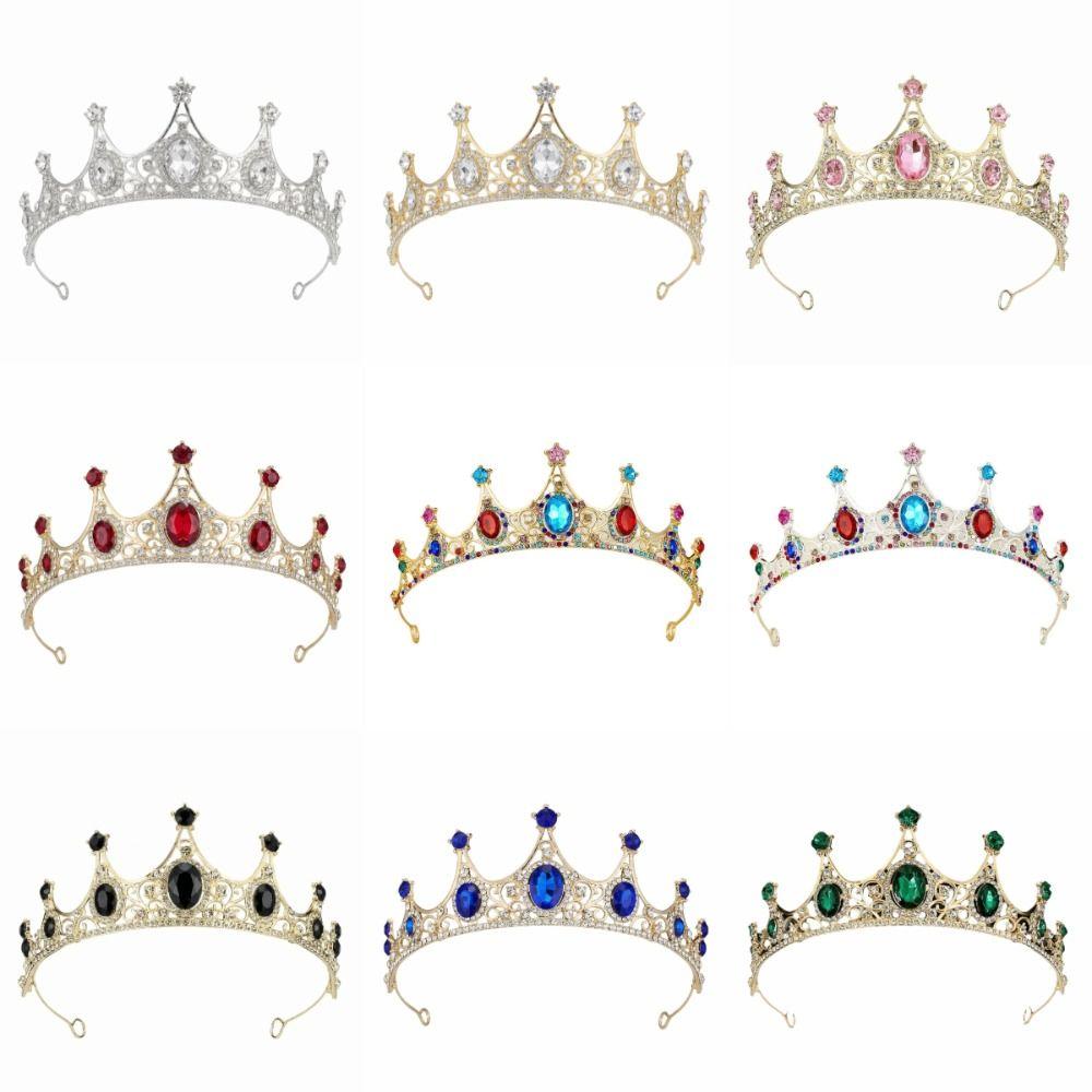 Rhinestone Queen Princess Crown Baroque AB Crystal Headwear Bridal Tiara Headband  Birthday Gift