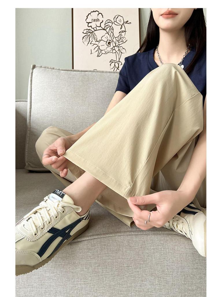 Spring/Summer Korean Plus Size Wide Leg Slimming Pants for Women - Casual, Loose, Cropped