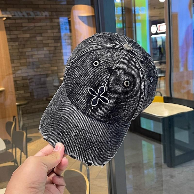 

Denim Baseball Cap with Embroidered Letters Vintage Classic Design Fashion Unisex Hat for Men Women Outdoor Casual Wear чёрный