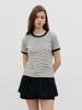 MORELIKEIT Summer Cotton Striped T-Shirt Black
