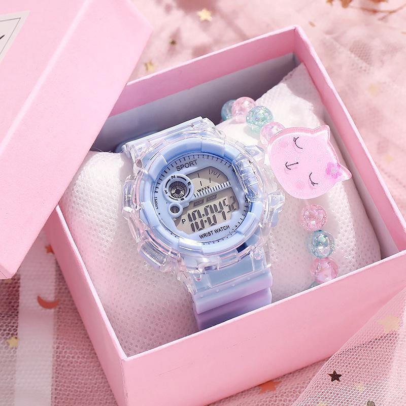 ins wind transparent electronic watch student sports waterproof luminous women's children's watch simple fashion trend