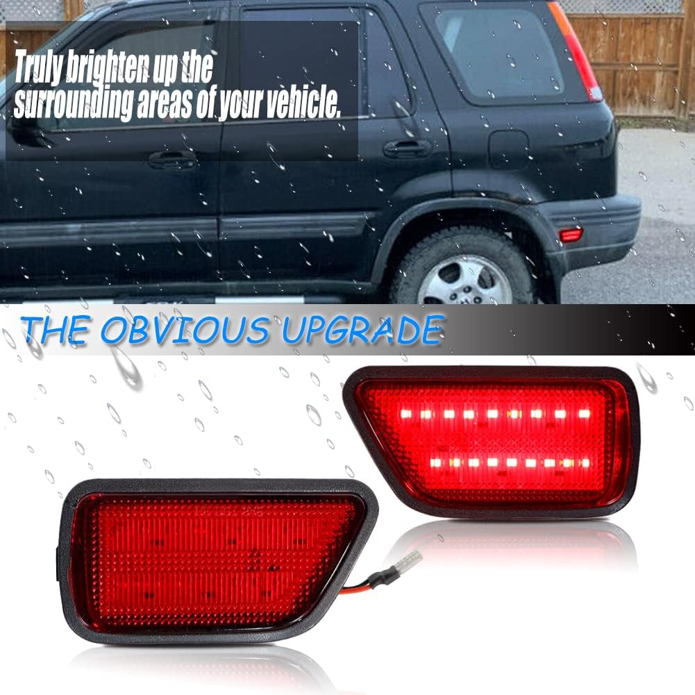 2x Red lens Red LED Rear Bumper Fender Side Marker Lights For 1997-2001 Honda CR-V