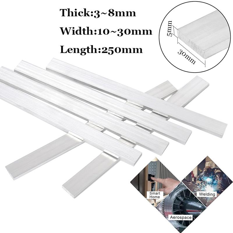 1pcs 6061 Square Aluminum Flat Rod Rectangular Aluminum Rod Thickness 3-8mm, Width 10-30mm, Length 250mm
