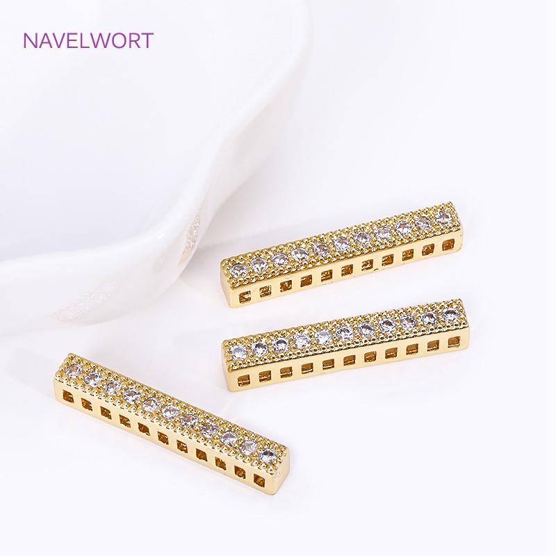 Trendy 18K Gold Plated Brass Cuboid Multiple Rows Separator Spacer Bars For Pearl Necklace Findings,DIY Jewelry Making Supplies